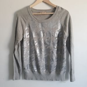[Banana Republic] Silver Sequin Houndstoot Sweater